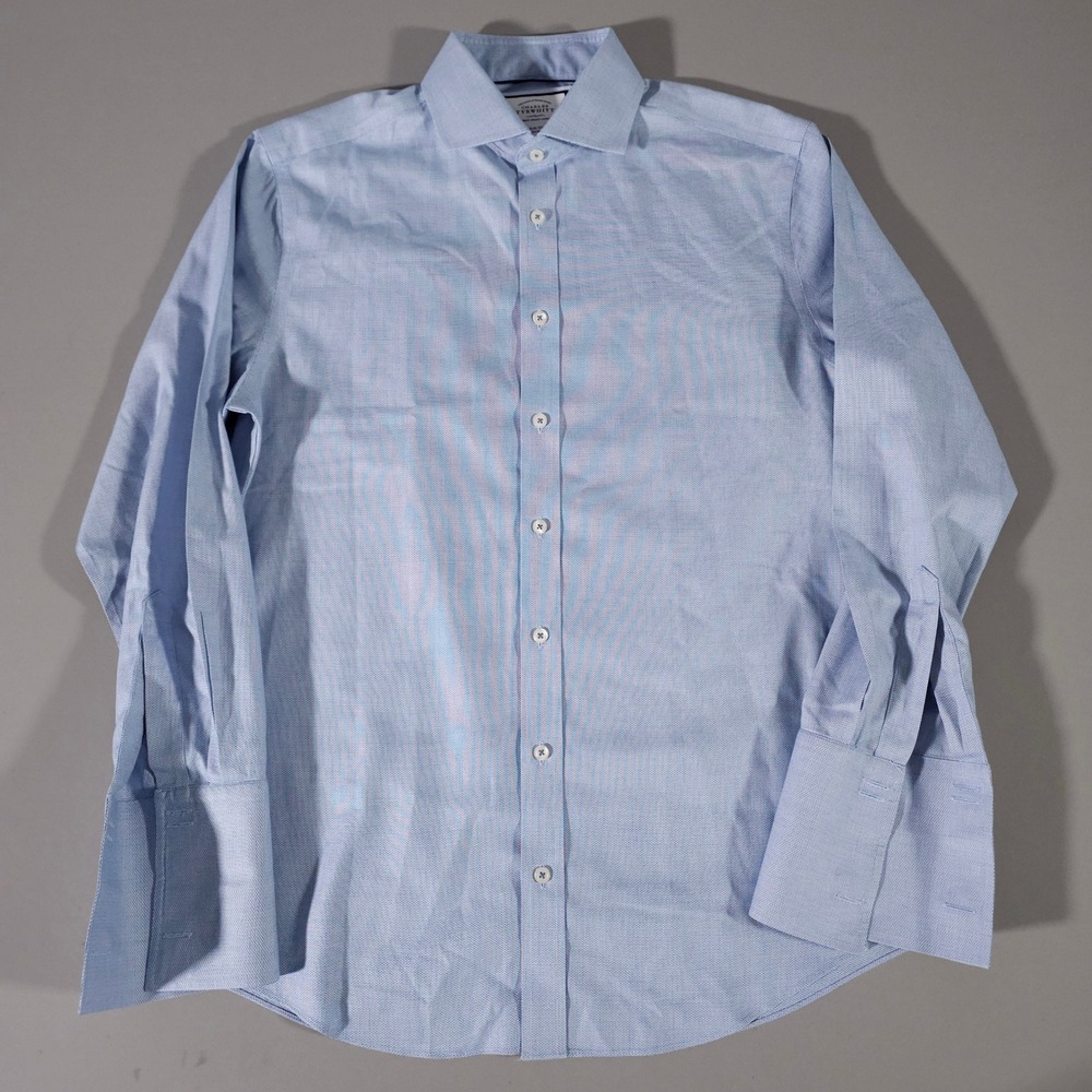 Charles Tyrwhitt Dress Shirt Mens 16/33 Blue Slim Fit Non-Iron French Cuff